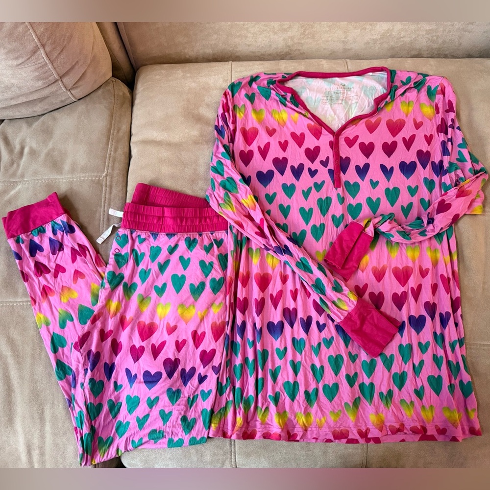Little Sleepies Pink and Purple Heart Pajama Set